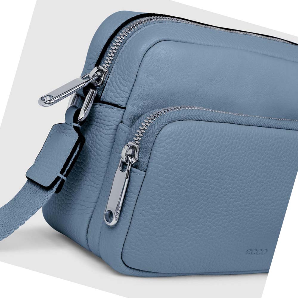 Women's Ecco Textureblock Camera Shoulder Bags Blue | SG 382XYU